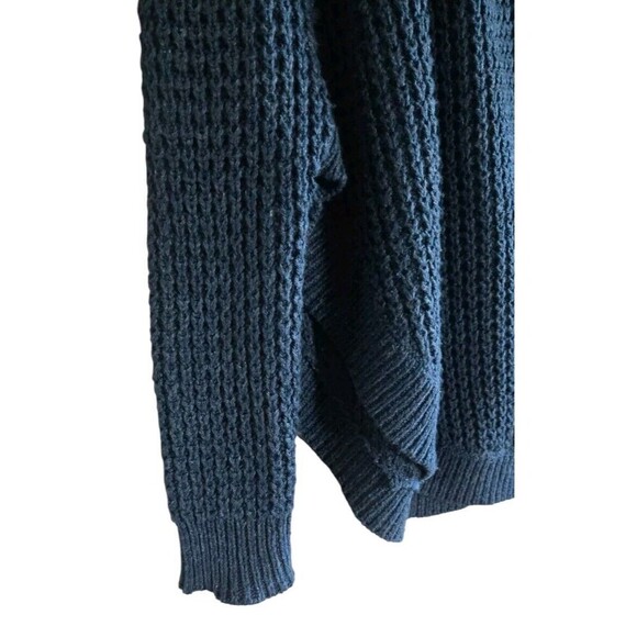 LRL Poncho Sweater Women's Large Blue Open Knit Cotton Blend - Picture 3 of 6